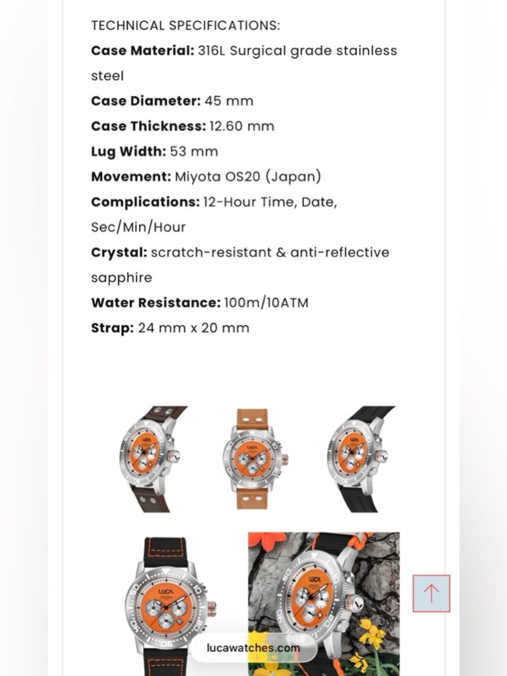 Luca Orange Dial Chronograph Watch - Face Only - Picture 4 of 4